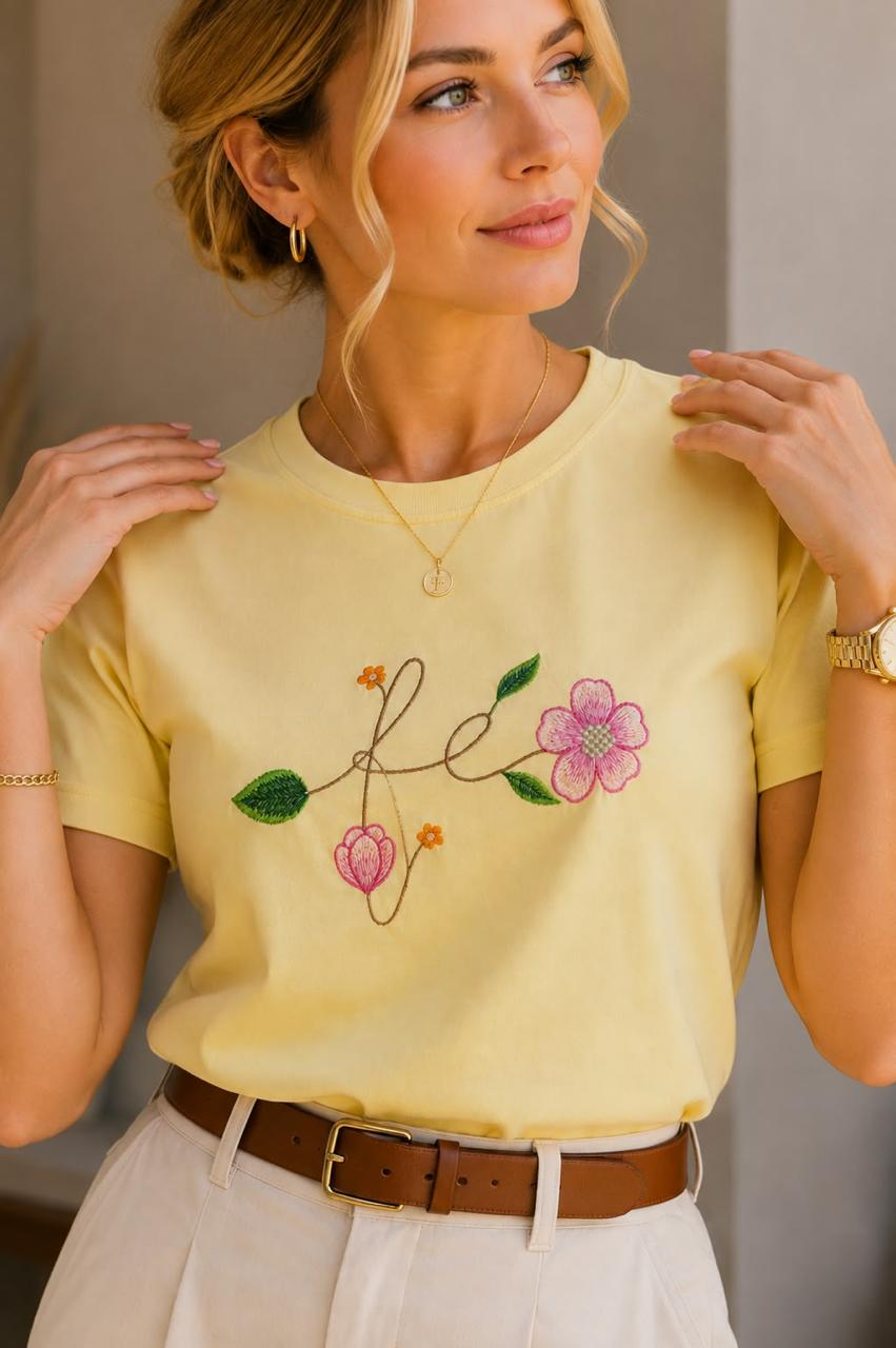 Camiseta Fé amarelo