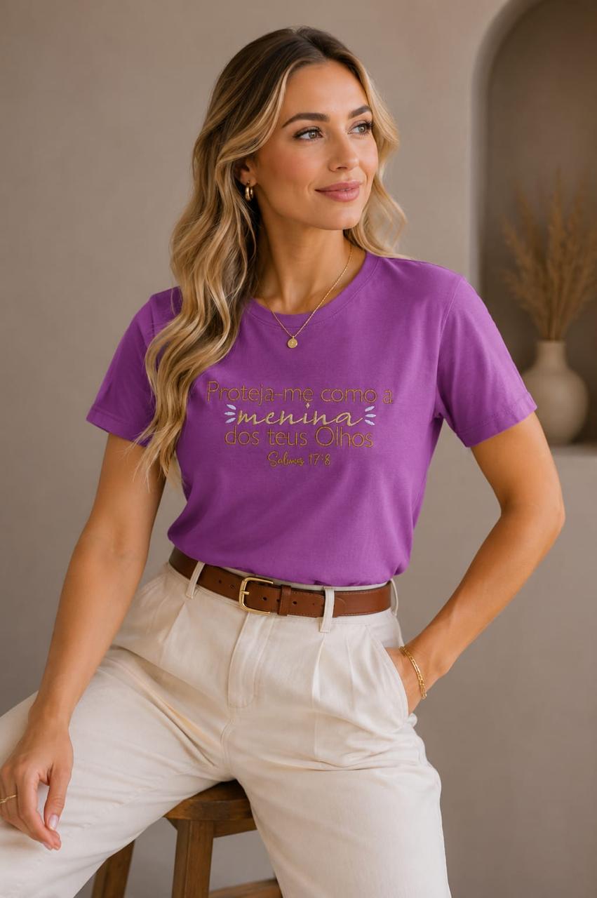 Camiseta Menina dos Teus Olhos roxo